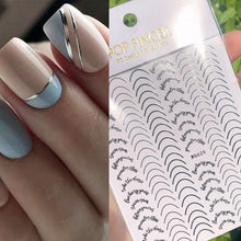 Load image into Gallery viewer, French Rose Gold Striping Tape Nail Design Stripe Lines Geometry 3D Sticker for Nails Gel Polish Sticker Decals for Manicuring Decorations Manicure Stickers Decals Silver Strip Line Nail Decal Self-Adhesive 3D Wave Decal Decoration Metallic Curve Design