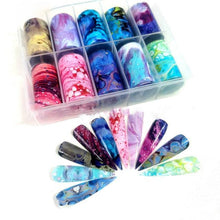 Load image into Gallery viewer, Nail Foils Marble Flower Series Iridescent Nail Art Transfer Sticker Paper Slider Nail Water Decal Design Manicures Decorations Art Manicures Decoration New Gold Nail Transfer Foils for Nail Arts Nails Supply Holographic Effect Nail Art Foil Stickers Hol