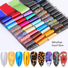 Load image into Gallery viewer, Nail Foils Marble Flower Series Iridescent Nail Art Transfer Sticker Paper Slider Nail Water Decal Design Manicures Decorations Art Manicures Decoration New Gold Nail Transfer Foils for Nail Arts Nails Supply Holographic Effect Nail Art Foil Stickers Hol