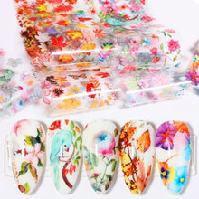 Load image into Gallery viewer, Nail Foils Marble Flower Series Iridescent Nail Art Transfer Sticker Paper Slider Nail Water Decal Design Manicures Decorations Art Manicures Decoration New Gold Nail Transfer Foils for Nail Arts Nails Supply Holographic Effect Nail Art Foil Stickers Hol