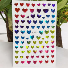 Load image into Gallery viewer, 3D Nail Sticker Waterproof Shining Decals Stickers for Nails Cute Beautiful Love Heart Nail Art Decoration Aurora Silver Design Nail Art Stickers Decals Nail Art Supplies Valentines Day 3D Self-Adhesive Nail Decorations Manicuring Nail Art Manicure