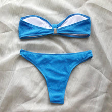 Load image into Gallery viewer, Bikinis Swimsuit Women Push Up Bikini Set Female Swimwear Women's Strapless Solid Color 2 Pieces Bathing Suit Swimsuit Swimsuits Off Shoulder High Waist Bathing Suit High Cut Swimwear For Summer