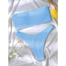Load image into Gallery viewer, Bikinis Swimsuit Women Push Up Bikini Set Female Swimwear Women's Strapless Solid Color 2 Pieces Bathing Suit Swimsuit Swimsuits Off Shoulder High Waist Bathing Suit High Cut Swimwear For Summer