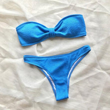 Load image into Gallery viewer, Bikinis Swimsuit Women Push Up Bikini Set Female Swimwear Women's Strapless Solid Color 2 Pieces Bathing Suit Swimsuit Swimsuits Off Shoulder High Waist Bathing Suit High Cut Swimwear For Summer