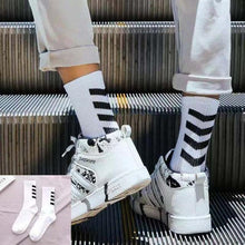 Load image into Gallery viewer, 1 Pair Brand New Fashion Pure Cotton Black White Crew Unisex Socks Sports High Skateboard Blaze Street Wear Happy Long Warm Winter And Autumn Socks For Men And Women