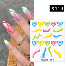 Load image into Gallery viewer, French Line Nail Water Decal Flower Marble Leaf Girl Stickers on Nails Water Ink Transfer Slider Nail Stickers Decor Kids Nails Art Decoration Nail Strips Shiny French Tip Guides Stickers French Nail Stickers Form Fringe Guides