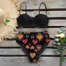 Load image into Gallery viewer, Bikini Swimsuit Women Swimwear Push Up Bikinis Set Leaf Print Female High Waist Swimming Suits For Bathing Suit Women Swimsuit Floral Print Bathing Suit Twist Front High Waist Bikini Set