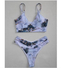Load image into Gallery viewer, Swimwear Women Ribbed Bathing Suit Female Push Up Bikini Set Women's Bathing Suit Lace up Bikini Ribbed Two Piece Swimsuit Beachwear High Waist Bikini Women's Swimsuit