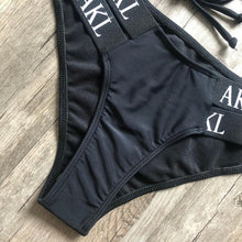 Load image into Gallery viewer, Luxury Women Bikini Set Letter Print Swimsuit Female Push Up Bandage Black Swimwear Women Bikini Set Swimming Bathing Suit Women Swimsuit Bikini Set Letter Print Swimwear Bathing Suit