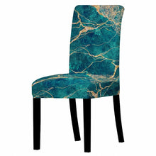 Load image into Gallery viewer, Marble Stretch Chair Cover For Dining Room Anti-Dirty Elastic Seat Cover Removable Slipcover For Banquet Wedding Party Glitter Crackle Chair Covers for Dining Room/Kitchen/Hotel/Ceremony, White Marble Soft Stretch Chair Protectors Removable Washable Slipc
