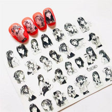 Load image into Gallery viewer, 3D Nail Art Stickers Decal Template Nail Tool Decorations Nail Slider Metallic Nail Art Stickers Set Love Metal Nail Studs Decals for Women Nail Decorations Accessories Metal Curve Stripe Lines Design Letter Nail Sticker Decoration