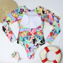 Load image into Gallery viewer, Surfing Swimsuit For Women Bikini Long Sleeve Swimwear Tiger Print Push Up Summer Bath Suit Two Piece Surfing Rash Guard Bikini Long Sleeve Swimsuit Set
