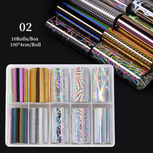 Load image into Gallery viewer, Nail Foils Marble Flower Series Iridescent Nail Art Transfer Sticker Paper Slider Nail Water Decal Design Manicures Decorations Art Manicures Decoration New Gold Nail Transfer Foils for Nail Arts Nails Supply Holographic Effect Nail Art Foil Stickers Hol