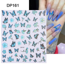 Load image into Gallery viewer, Blue Butterfly 3D Nail Stickers Flowers Leaves Self Adhesive Transfer Sliders Wraps Manicures Foils Decorations Decoration Tattoo Manicure Transfer Nail Decals Flowers Butterfly Designs Nails Supply Manicure Tips Design Nail Decoration