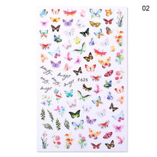 Load image into Gallery viewer, Blue Butterfly 3D Nail Stickers Flowers Leaves Self Adhesive Transfer Sliders Wraps Manicures Foils Decorations Decoration Tattoo Manicure Transfer Nail Decals Flowers Butterfly Designs Nails Supply Manicure Tips Design Nail Decoration
