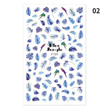 Load image into Gallery viewer, Blue Butterfly 3D Nail Stickers Flowers Leaves Self Adhesive Transfer Sliders Wraps Manicures Foils Decorations Decoration Tattoo Manicure Transfer Nail Decals Flowers Butterfly Designs Nails Supply Manicure Tips Design Nail Decoration