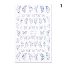 Load image into Gallery viewer, Blue Butterfly 3D Nail Stickers Flowers Leaves Self Adhesive Transfer Sliders Wraps Manicures Foils Decorations Decoration Tattoo Manicure Transfer Nail Decals Flowers Butterfly Designs Nails Supply Manicure Tips Design Nail Decoration