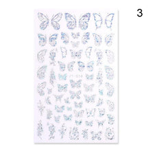 Load image into Gallery viewer, Blue Butterfly 3D Nail Stickers Flowers Leaves Self Adhesive Transfer Sliders Wraps Manicures Foils Decorations Decoration Tattoo Manicure Transfer Nail Decals Flowers Butterfly Designs Nails Supply Manicure Tips Design Nail Decoration