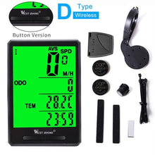 Load image into Gallery viewer, Wireless Wired Bike Computer Backlight Speedometer Odometer Rainproof Cycling Stopwatch Road Bicycle Computer Multifunction With Extra Large LCD Backlight Display Waterproof Design