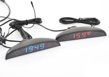 Load image into Gallery viewer, 12V Car Interior 3 In 1 Car Clock Voltmeter Thermometer and Voltage Meter Monitor Touch Switch Blue Red Light Thermometers Voltmeter Gauge Electronic Clock LED Digital Display LCD Screen Clock