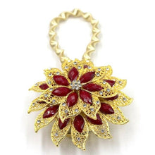 Load image into Gallery viewer, Crystal Curtain Tieback Elasticity Curtain Straps Metal Rhinestone Curtains Holder Clips Flower Shaped Curtain Accessories Crystal Curtain Magnetic Tieback Flower Curtain Clips Buckle With Stretchy Wire Rope For Home Office Decor 25-75cm