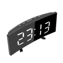 Load image into Gallery viewer, Digital Alarm Clock Desk Table Clock 3 Alarm Sounds Adjustable Volume Easy Digital Alarm Clock for Kids and Adults Compact Desk & Shelf Clocks for Bedroom Curved LED Screen Alarm Clocks For Kid Bedroom Temperature Snooze Function Home Decor Watch