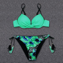 Load image into Gallery viewer, Push Up Bikini Floral Print Swimsuit Swimwear Women Bathing Suit Bikinis Set Brazilian Beach Female Wear Women's Bikini Swimsuits Floral Printed Bathing Suits for Women 2 Piece Bikini