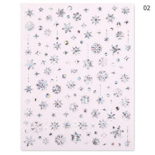Load image into Gallery viewer, Sliver Bronzing Christmas Slider Nail Art 3D Decals Decoration Snowflake Nail Art Sticker Manicures Transfer Foil Xmas Gift Nails Snowflake Nail Art Stickers Decals Christmas Nail 3D Self Adhesive Nail Stickers for Acrylic Nails Snowflake