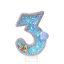 Load image into Gallery viewer, Blue Shell Glitter Number Birthday Candles Numeral Birthday Candles Cake Numeral Candles Number 0-9 Glitter Cake Topper Decoration for Birthday Wedding Anniversary Party Cake Toppers Birthday Wedding Digital Cakes Dessert Decor Birthday Decoration