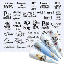 Load image into Gallery viewer, Nail Stickers for Manicure Nail Sticker Sliders For Nails Decal Self-adhesive Nails Figures Transfer Black Accessories Sliders Manicure Decoration 3D Nail Supplies Holographic Decals Transfer Sliders Nail Design Manicures Nail Self-Adhesive Sticker