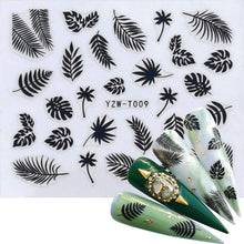 Load image into Gallery viewer, Nail Stickers for Manicure Nail Sticker Sliders For Nails Decal Self-adhesive Nails Figures Transfer Black Accessories Sliders Manicure Decoration 3D Nail Supplies Holographic Decals Transfer Sliders Nail Design Manicures Nail Self-Adhesive Sticker