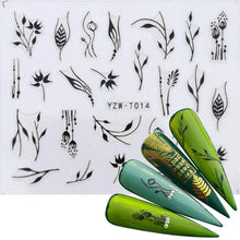 Load image into Gallery viewer, Nail Stickers for Manicure Nail Sticker Sliders For Nails Decal Self-adhesive Nails Figures Transfer Black Accessories Sliders Manicure Decoration 3D Nail Supplies Holographic Decals Transfer Sliders Nail Design Manicures Nail Self-Adhesive Sticker