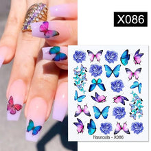 Load image into Gallery viewer, Blue Marble Water Decal Sticker Wave Line Flower Leaf Tree Summer Slider Decor For Manicuring Nail Art Watermarks Curve Graffiti Nail Design for Acrylic Nail Supplies Designer Nail Decorations for Women Girls Kids