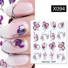 Load image into Gallery viewer, Blue Marble Water Decal Sticker Wave Line Flower Leaf Tree Summer Slider Decor For Manicuring Nail Art Watermarks Curve Graffiti Nail Design for Acrylic Nail Supplies Designer Nail Decorations for Women Girls Kids