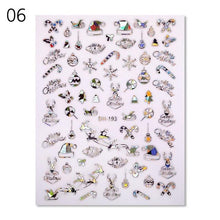 Load image into Gallery viewer, Gold Silver White Snowflakes 3D Nail Stickers Iridescent Self Adhesive Transfer Decals Manicures Art Decoration Slider Nails Decals Sticker Hot Sexy Girl Tip Back Glue Decal Cool Lollipop Self Adhesive Acrylic Tips Tool Decoration