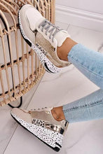 Load image into Gallery viewer, Women Sneakers Leopard Print Lace-Up Women's Vulcanize Shoes Sports Sneakers Breathable Height Increasing Walking Jogging Sneakers Gold Silver Sport Running Women's Sneakers