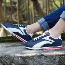 Load image into Gallery viewer, Fashion Men Sport Breathable Running Sneakers Casual Breathable Walking Shoes Sport Athletic Blue White Sneakers Gym Tennis Slip On Walking Outdoor Workout Sneakers