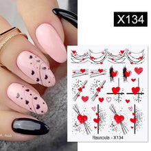 Load image into Gallery viewer, Egg Shell French Lines Water Decals Sticker Geometric Flowers Leaves Bubble Design Slider For Manicuring Nail Art Manicure Lips Nail Art Decorations Slider Nail Art Stickers Decals Nail Art Supplies Valentines Day 3D Self-Adhesive Nail Decorations