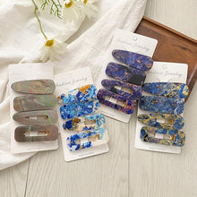 Load image into Gallery viewer, 2PCS/Set Fashion WomenElegant Acrylic Geometric Hairpin Sweet Girl Hair Clip Marble Textured Barrettes Headband Gorgeous Hair Accessories For Women