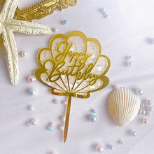 Load image into Gallery viewer, Ocean Acrylic Cake Toppers Topper Happy Birthday Cake Picks DIY Cake Insert Topper Cup Cake Toothpick Party Wedding Birthday Cake Decoration Decorating Card Birthday Shell Cake Topper DIY Wedding Party Gift Cupcake Insert Card