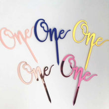 Load image into Gallery viewer, Acrylic One Cake Topper Top Cake One Cake Topper Birthday Cake Topper Double Sided For Anniversaries And Parties Birthday Party Cupcake Toppers Flags Wedding Baby Shower Supplies Lovely Baking Dessert Decorations