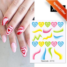 Load image into Gallery viewer, Embossed Nails Sticker 3D Flower Leaves Slider Water Transfer Nail Decals for Nail Art Transfer Sticker 3D Wave Design Decoration for Women Girls Art Stickers Decal Decoration Metallic Curve Strip Line Nail Decor