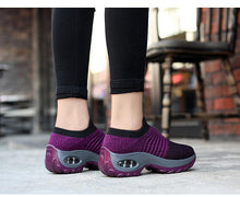 Load image into Gallery viewer, Women's Casual Chunky Sneakers Platform Walking Shoes Fashion Knited Casual Walking Shoes Sock Sneakers Slip On Mesh Air Cushion Comfortable Easy Shoes