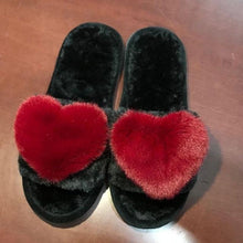 Load image into Gallery viewer, Women Indoor Warm Home Slippers Bedroom Cute Heart Pattern Non-slip Soft Comfort Plush House Heart Slippers Women Cute Fluffy Soft Sole Plush For House Indoor Outdoor Memory Foam Open Toe Slippers