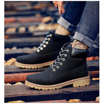 Load image into Gallery viewer, Winter Luxury Shoes Mens Flat Heel Boots Fashion Warm Ankle Boots Outdoor Warm Non Slip Fur Lined Ankle Boots Leather Winter Walking Shoes For Mens