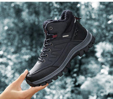 Load image into Gallery viewer, Winter Mens Boots Plush Warm Snow Boots Waterproof Outdoor Short Boots Leather Ankle Hiking Boots Mens Waterproof Outdoor Snow Boots Winter Cold Weather Shoes