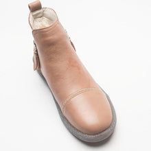 Load image into Gallery viewer, Women Genuine Leather Ankle Boots Warm Fur Waterproof Slip On Super Comfortable Booties Autumn Winter Shoes Keep Warm Anti-Slip Soft Sole Warm Fur Lined Winter Ankle Booties