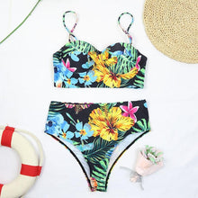 Load image into Gallery viewer, Luxury Women Black Bikini High Waist Swimwear Female 2 Pieces Set Swimsuit Bathing Suit Women Beach Women's High Waisted Bandage Bikini Set Two Piece Push Up Swimsuits