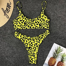 Load image into Gallery viewer, Neon Yellow Green Swimsuit Women Push Up Padded Micro Bikini Summer Beach Bathing Suit Beach Swimwear Women's Scoop Neck Cut Out Front Lace Up Back High Cut One Piece Swimsuit