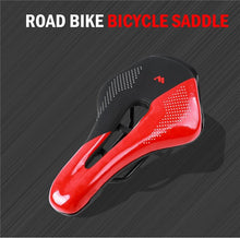 Load image into Gallery viewer, Leather Bike Saddle Mountain Road Bike Seat Leather Saddle Comfort Cushion Breathable Replacement Soft Padded Bicycle Seat With Shock Absorbing Waterproof Universal Leather Saddle